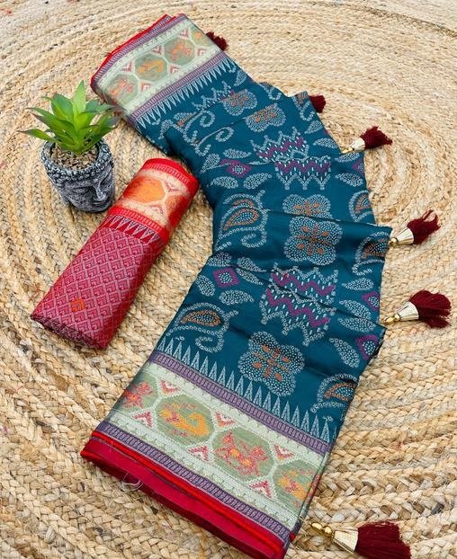 Patola-Silk-Dark-Cyan-Blue